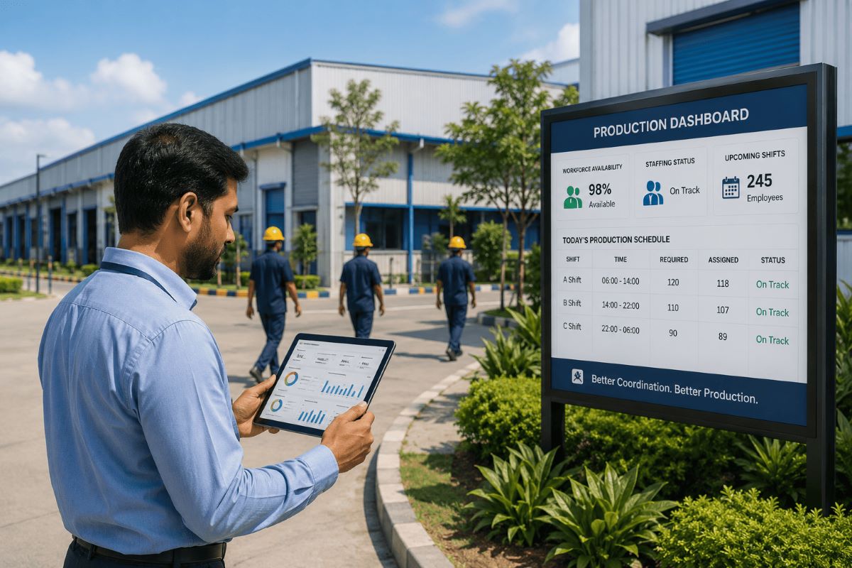 Production workforce coordination in manufacturing